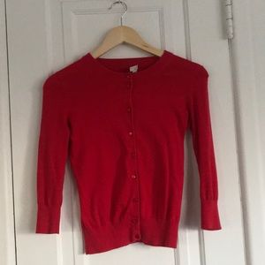 J Crew red Clare Cardigan